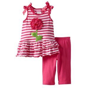 Good Lad 2-Pc Baby Girl Set Flounce Sleeveless Dress & Leggings Pink Size 12M